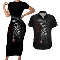 Skull Couples Matching Short Sleeve Bodycon Dress and Hawaiian Shirt Death Angel In Love - Wonder Print Shop