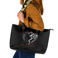 Skull Leather Tote Bag Death Angel In Love - Wonder Print Shop