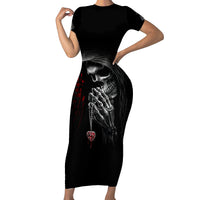 Skull Short Sleeve Bodycon Dress Death Angel In Love - Wonder Print Shop