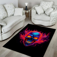 Skull Area Rug Purple Skull Fire - Wonder Print Shop