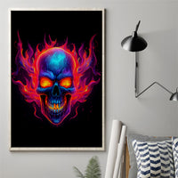 Skull Canvas Wall Art Purple Skull Fire - Wonder Print Shop