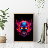 Skull Canvas Wall Art Purple Skull Fire - Wonder Print Shop