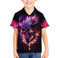 Skull Hawaiian Shirt Purple Skull Fire - Wonder Print Shop
