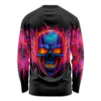 Skull Long Sleeve Shirt Purple Skull Fire - Wonder Print Shop