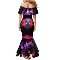 Skull Mermaid Dress Purple Skull Fire - Wonder Print Shop