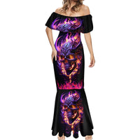 Skull Mermaid Dress Purple Skull Fire - Wonder Print Shop