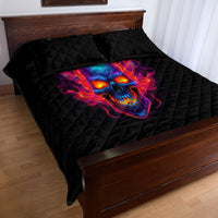 Skull Quilt Bed Set Purple Skull Fire - Wonder Print Shop