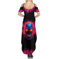 Skull Summer Maxi Dress Purple Skull Fire - Wonder Print Shop