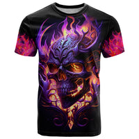 Skull T Shirt Purple Skull Fire - Wonder Print Shop