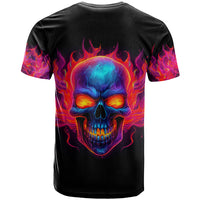 Skull T Shirt Purple Skull Fire - Wonder Print Shop