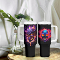 Skull Tumbler With Handle Purple Skull Fire - Wonder Print Shop