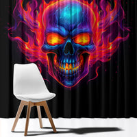 Skull Window Curtain Purple Skull Fire - Wonder Print Shop