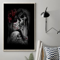 Skull Canvas Wall Art Death Angel And Da de Muertos Girl - Wonder Print Shop