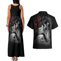 Skull Couples Matching Tank Maxi Dress And Hawaiian Shirt Death Angel And Da de Muertos Girl - Wonder Print Shop