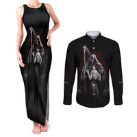 Skull Couples Matching Tank Maxi Dress and Long Sleeve Button Shirts Death Angel And Da de Muertos Girl - Wonder Print Shop