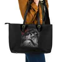 Skull Leather Tote Bag Death Angel And Da de Muertos Girl - Wonder Print Shop