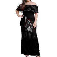 Skull Off Shoulder Maxi Dress Death Angel And Da de Muertos Girl - Wonder Print Shop