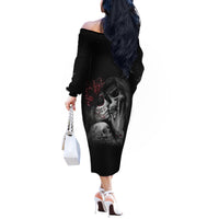 Skull Off The Shoulder Long Sleeve Dress Death Angel And Da de Muertos Girl - Wonder Print Shop