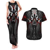 Skull Couples Matching Tank Maxi Dress And Hawaiian Shirt Double Skull And Death Angel - Wonder Print Shop