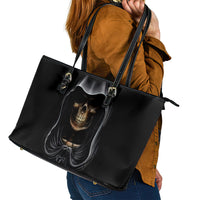 Skull Leather Tote Bag Double Skull And Death Angel - Wonder Print Shop