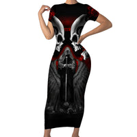 Skull Short Sleeve Bodycon Dress Double Skull And Death Angel - Wonder Print Shop