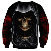 Skull Sweatshirt Double Skull And Death Angel - Wonder Print Shop