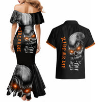 Skull Couples Matching Mermaid Dress And Hawaiian Shirt Ride Or Die - Wonder Print Shop