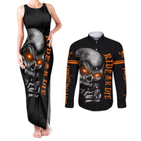 Skull Couples Matching Tank Maxi Dress and Long Sleeve Button Shirts Ride Or Die - Wonder Print Shop