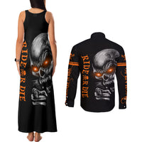 Skull Couples Matching Tank Maxi Dress and Long Sleeve Button Shirts Ride Or Die - Wonder Print Shop