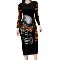 Skull Long Sleeve Bodycon Dress Ride Or Die - Wonder Print Shop
