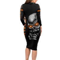 Skull Long Sleeve Bodycon Dress Ride Or Die - Wonder Print Shop