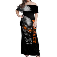 Skull Off Shoulder Maxi Dress Ride Or Die - Wonder Print Shop