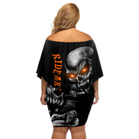 Skull Off Shoulder Short Dress Ride Or Die - Wonder Print Shop