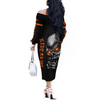 Skull Off The Shoulder Long Sleeve Dress Ride Or Die - Wonder Print Shop