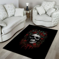 Skull Area Rug Red Rose - Wonder Print Shop