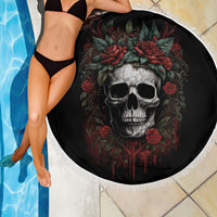 Skull Beach Blanket Red Rose - Wonder Print Shop