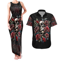 Skull Couples Matching Tank Maxi Dress And Hawaiian Shirt Red Rose - Wonder Print Shop