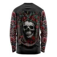 Skull Long Sleeve Shirt Red Rose - Wonder Print Shop