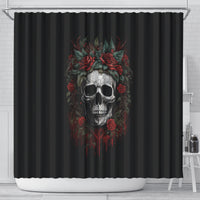 skull-shower-curtain-red-rose