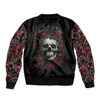 Skull Sleeve Zip Bomber Jacket Red Rose - Wonder Print Shop