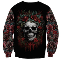 Skull Sweatshirt Red Rose - Wonder Print Shop