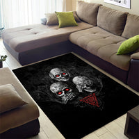 Skull Area Rug No See No Hear No Speak Evil - Wonder Print Shop