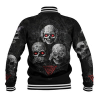 Skull Baseball Jacket No See No Hear No Speak Evil - Wonder Print Shop