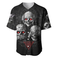 Skull Baseball Jersey No See No Hear No Speak Evil - Wonder Print Shop