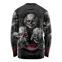 Skull Long Sleeve Shirt No See No Hear No Speak Evil - Wonder Print Shop