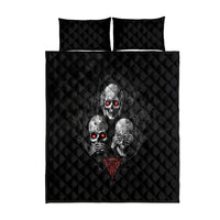 Skull Quilt Bed Set No See No Hear No Speak Evil - Wonder Print Shop