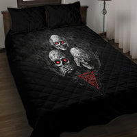 Skull Quilt Bed Set No See No Hear No Speak Evil - Wonder Print Shop