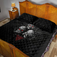 Skull Quilt Bed Set No See No Hear No Speak Evil - Wonder Print Shop
