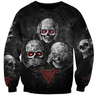 Skull Sweatshirt No See No Hear No Speak Evil - Wonder Print Shop