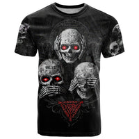 Skull T Shirt No See No Hear No Speak Evil - Wonder Print Shop